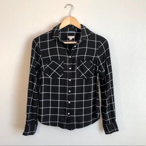 Merona Black Plaid Button Up Shirt